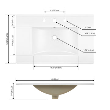 Ancillary 3-Hole 20 in. W x 18.25 in. D Classic Contemporary Rectangular Ceramic Single Sink Basin Vanity Top